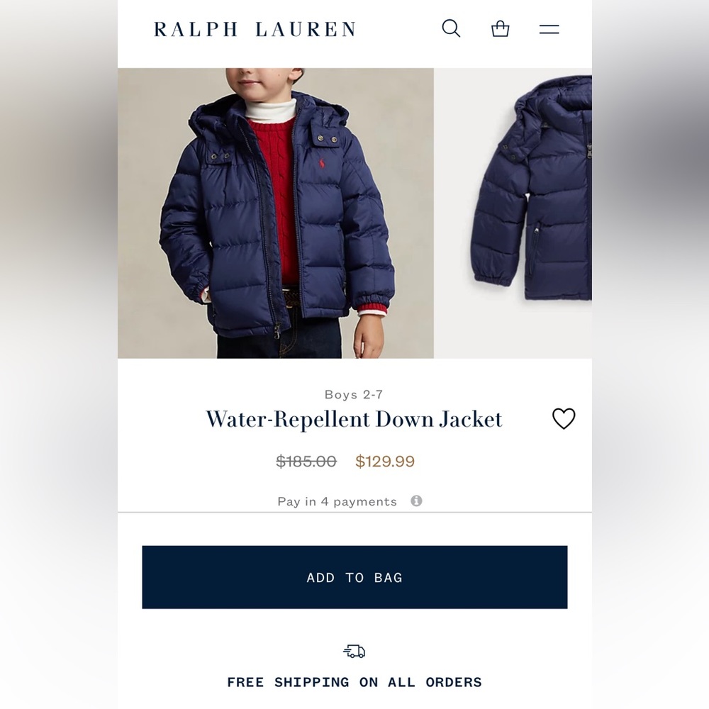 POLO RALPH LAUREN 2T BOYS DOWN FILLED NAVY BLUE HOODED JACKET RED HORSE USED - Picture 13 of 15